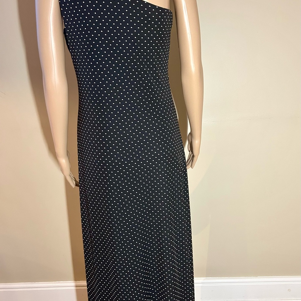 Ralph Lauren Black One-Shoulder Polka Dot Dress